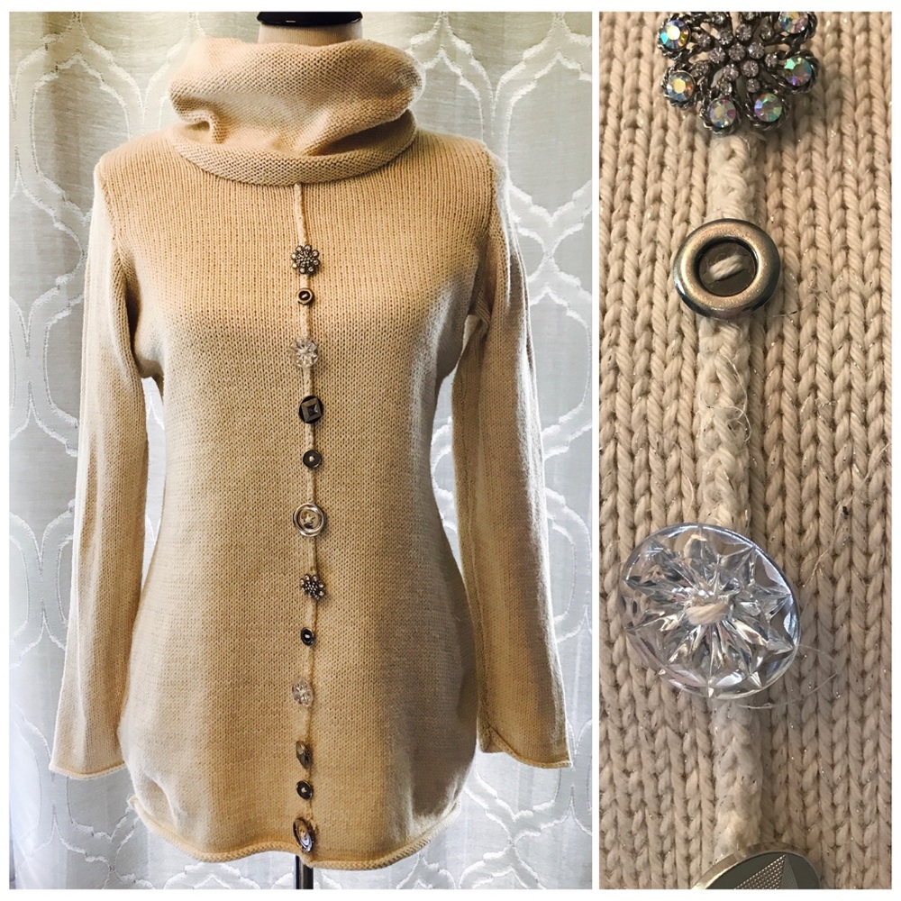 Soft Surroundings Sweater Cream Warm Beaded Cowl - Picture 2 of 6